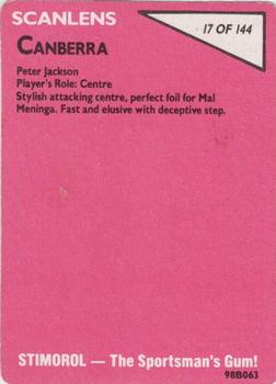 1988 Scanlens #17 Peter Jackson Back